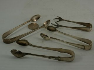 4 Lovely Old Pairs Of Hallmarked Silver Sugar Tongs 75.  3 Grams - L@@k