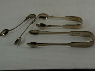 3 Lovely Old Pairs Of Hallmarked Silver Sugar Tongs 85.  3 Grams - L@@k