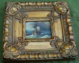 2 Antique Oil Paintings With Frame Circa 1900 - 21x19 Cm