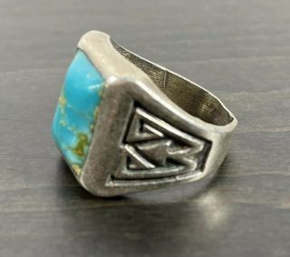 Vintage 1930 ' s Bell Trading Post Sterling Fred Harvey Era Turquoise Ring Size 7 3
