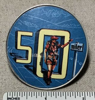 Vintage 50 Miler Boy Scout Neckerchief Slide Bsa Hiking Hike Camp Uniform Metal
