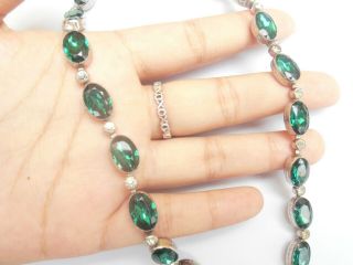 VERY FINE VINTAGE ART DECO EMERALD GREEN & CLEAR PASTE RIVIERE CHOKER NECKLACE 2