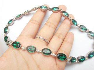 VERY FINE VINTAGE ART DECO EMERALD GREEN & CLEAR PASTE RIVIERE CHOKER NECKLACE 3