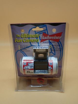 1998 Vintage Budweiser Ultimate 35mm Fun Camera Closes To Look Like Bud Can