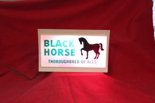 Vintage Black Horse Ales Lighted Beer Sign Thoroughbred Of Ales Color Changing