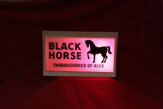 Vintage Black Horse Ales Lighted Beer Sign Thoroughbred of Ales Color Changing 2