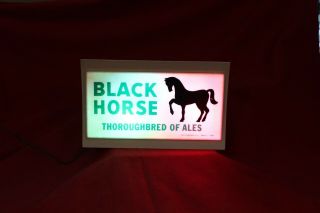 Vintage Black Horse Ales Lighted Beer Sign Thoroughbred of Ales Color Changing 3