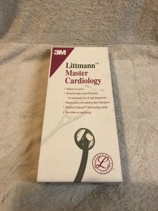 Vtg Littmann 3m Master Cardiology Stethoscope 2160 Black 27 In Complete W/ Box