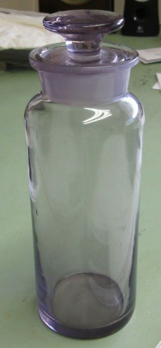 Antique Lavender Colored Apothecary Medicine Bottle/jar W/ Glass Stopper.