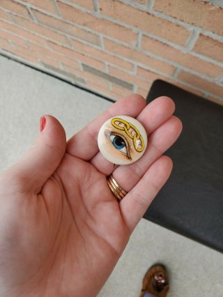Vintage Odd Fellows Pin/button F.  L.  T.  Eye Design