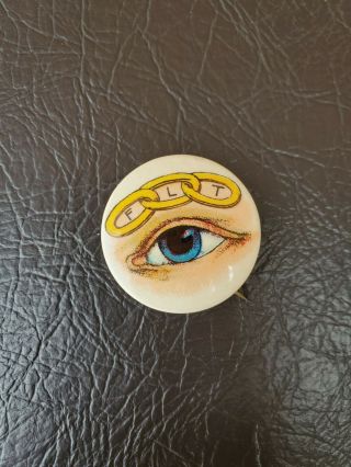 Vintage ODD FELLOWS pin/button F.  L.  T.  Eye design 3
