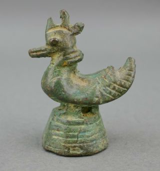 Fine Antique Cast Bronze Gold Gilt Apothecary Asian Chinese Bird Weight 3