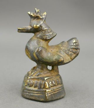 Fine Antique Cast Bronze Gold Gilt Apothecary Asian Chinese Bird Weight 2