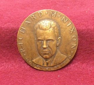 Vintage 1960 Richard M Nixon Campaign Bronze Medal Medallion 2 1/2 "