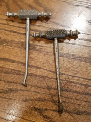 (2) Antique Dental Tools Clev - Dent 2 & 4 L&w Surgical Medical Vintage Doctor