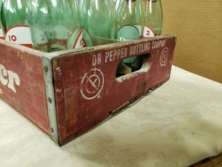 Vintage Wooden Dr Pepper Soda Pop Bottle Crate & (24) 10oz Bottles 1960 3