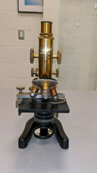Vintage Leitz Wetzlar Brass 1920 Microscope With Case