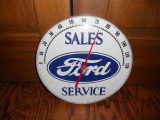 Vintage Ford Sales And Service Round Thermometer