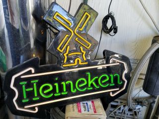 Vintage Heineken Beer Lighted Sign Windmill (and) Man Cave