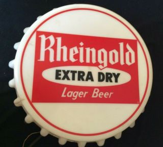 Vintag 1954 Rheingold Extra Dry Lager Beer Electric Sign Bottle Cap Shape