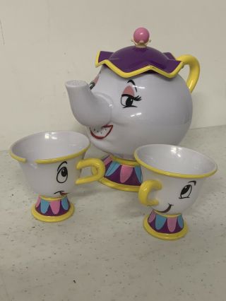 Disney Mrs Potts Chip Beauty And The Beast Tea Pot Cups Plastic Play Toy