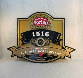 Okanagan Spring Brewery 1516 Bavarian Lager Beer Sign Hand Painted Wood Vintage
