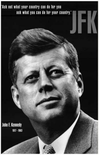 John F Kennedy Jfk - " Ask Not What Your Country " Quote Poster 11x17