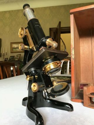 Vintage W.  Watson & Sons Ltd Brass Service Microscope - Circa 1936,  Cased