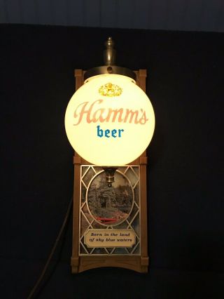 Vintage Hamm ' s Beer Wall Sconce Globe Lighted Sign Display Red Canoe 2