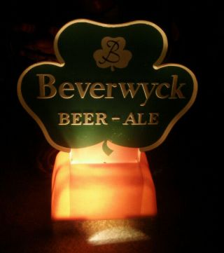 Vintage Beverwyck Beer & Ale Lighted Bar Top Sign Albany York Brewery Old