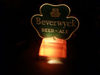 vintage BEVERWYCK Beer & Ale Lighted Bar Top sign Albany York Brewery old 2