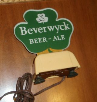 vintage BEVERWYCK Beer & Ale Lighted Bar Top sign Albany York Brewery old 3