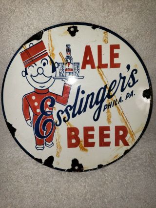 Vintage Esslinger’s Beer Sign Porcelain Trommers Jax Lone Star Falstaff Piels