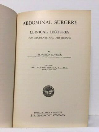 Rovsing ' s Abdominal Surgery Rare Antique Medical Surgical Book of 1914 1st Ed 2