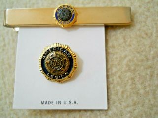 Vintage American Legion Tie Clasp & Hat / Lapel Pin