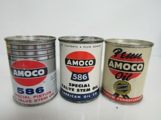 (3) Vintage Amoco Oil Can Coin Banks,  Sb348