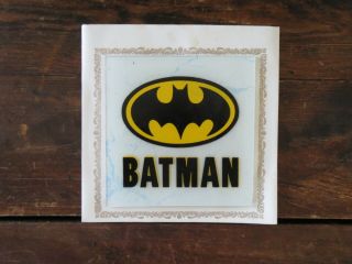 Vtg 1980s Carnival Prize Batman Bat Symbol Square Glass Wall Plate Decoration