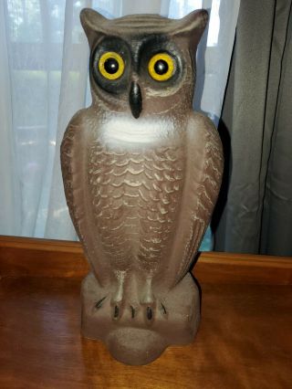 Vintage Paper Mache Owl Decoy Perfect For Halloween Two Sided