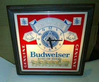 Vintage Budweiser King Of Beer Light Up Sign W/ Horses (13.  25 " X 13.  25 ")