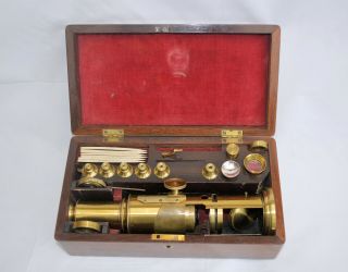 Large Drum Microscope In Case With Accessories; Requiring Attention