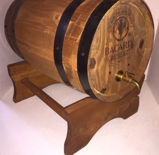 Bacardi Oakheart Whiskey Wooden Barrel Liquir Keg Dispencer