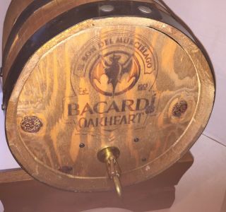 Bacardi Oakheart Whiskey Wooden Barrel Liquir Keg Dispencer 2