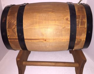 Bacardi Oakheart Whiskey Wooden Barrel Liquir Keg Dispencer 3