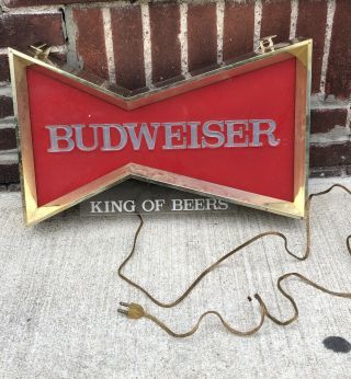 Vintage Budweiser " King Of Beers " Light Up Hanging Wall Sign