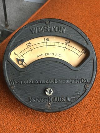 Vintage Industrial Antique Weston Electrical Instruments Amp Meter,  Panel Mount