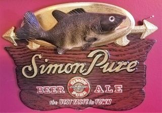 Simon Pure " Fish " Beer / Ale Sign - Buffalo Ny