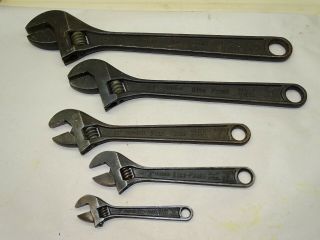 Blue - Point Snap - On Adjustable Crescent Wrench Set 4 " 6 " 8 " 10 " 12 " Vintage Tool