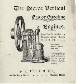 1890s Pierce Gas Gasoline Engines Motor S L Holt Co Boston Ma Brochure