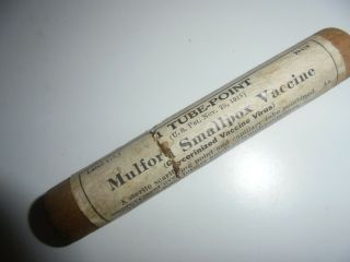 Antique 1900s Vintage Smallpox Vaccine Tube Wood Empty H.  K.  Mulford Chemists