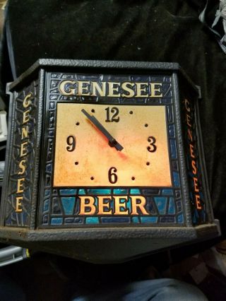 Vintage Genesee Rathskellar Lighted Wall Clock 17 " X 16 "